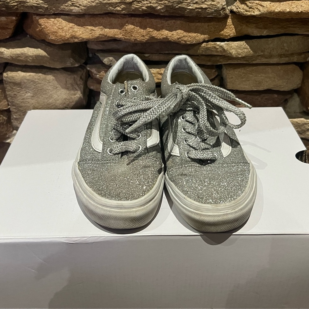 Vans Glittery Silver Kids Sneakers